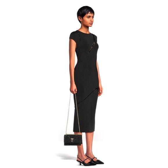 JIMMY CHOO Bohemia Glitter Embellished Shoulder Bag - Black - Picture 5 of 11